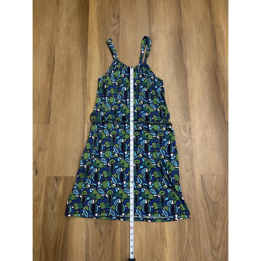 Boden Blue Green Floral Jersey Halter Dress Braided Belt coastal preppy 10R - Picture 5 of 6